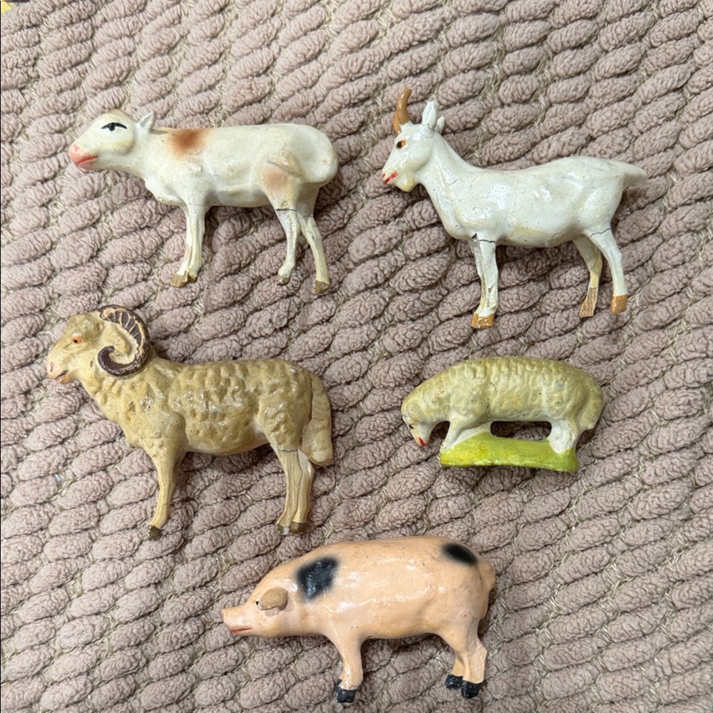 Vintage Germany Composition Nativity‎ Animals Lot Antique Farm Figures